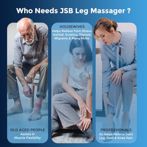 Image of JSB HF04 Pro Leg Massager for Pain Relief in Foot & Calf with Human Hands Like Pressing, Heat, Vibration & Reflexology Rollers (Red-Black)