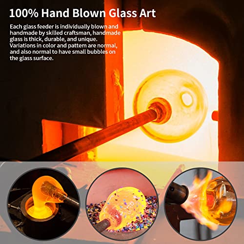BOLITE Hummingbird Feeder, Hand Blown Glass Hummingbird Feeders for Outdoors Hanging with Ant Moat, 5 Bee-Proof Ports, Leak-Proof, 360° Perch, 22oz, Orange, Gifts for Women Men, Gifts for Mom Dad by BOLITE - Image 5