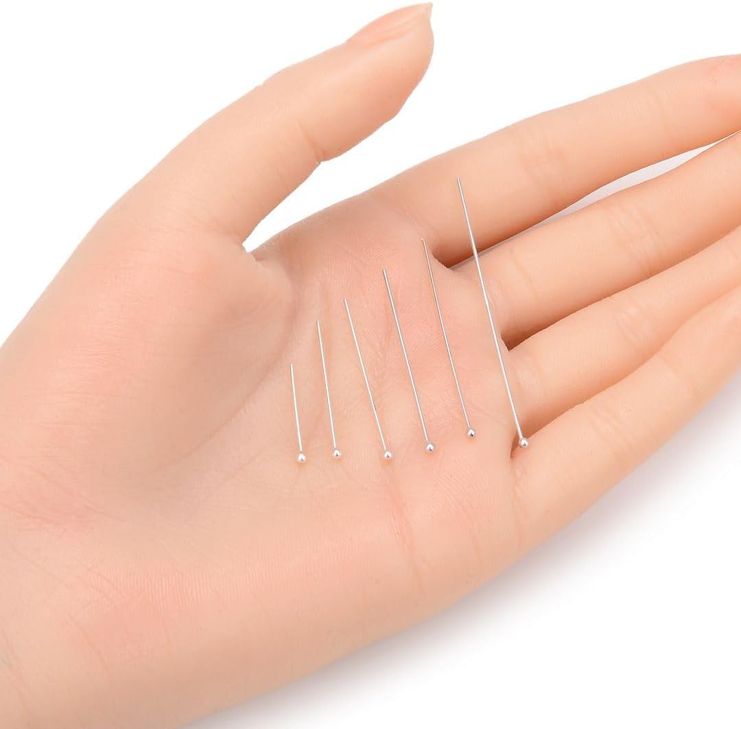50pcs Adabele Authentic Sterling Silver Round Ball Headpin Head Pins 50mm (2 inch) Hypoallergenic for DIY Craft Jewelry Making (Wire 0.6mm/22 Gauge) SS427-50