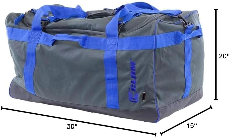 CLAM 14531 Heavy-Duty Ice Fishing Gear Bag – 600D Waterproof Shell, Large Storage Pockets, Protects Tackle & Equipment