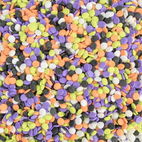 Image of Cake Mate Halloween Trick or Treat Confetti Sprinkles - Black, Orange, Green, White, and Purple Sprinkle Blend, 26oz Bottle with Easy Pour Lid