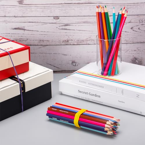 Image of 120Pcs 4 Colors 7 inchL x 0.12 inchW Large Thick Rubber Bands, Office Supplies