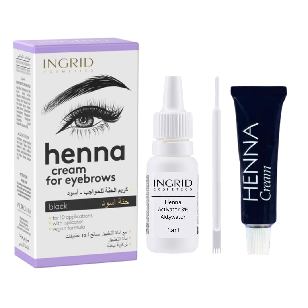 Semi-Permanent Eyebrow Tint Kit, Natural Result Eyebrow Tint, Vegan Formula Henna Cream Lasts Up To 4 Weeks (Black)
