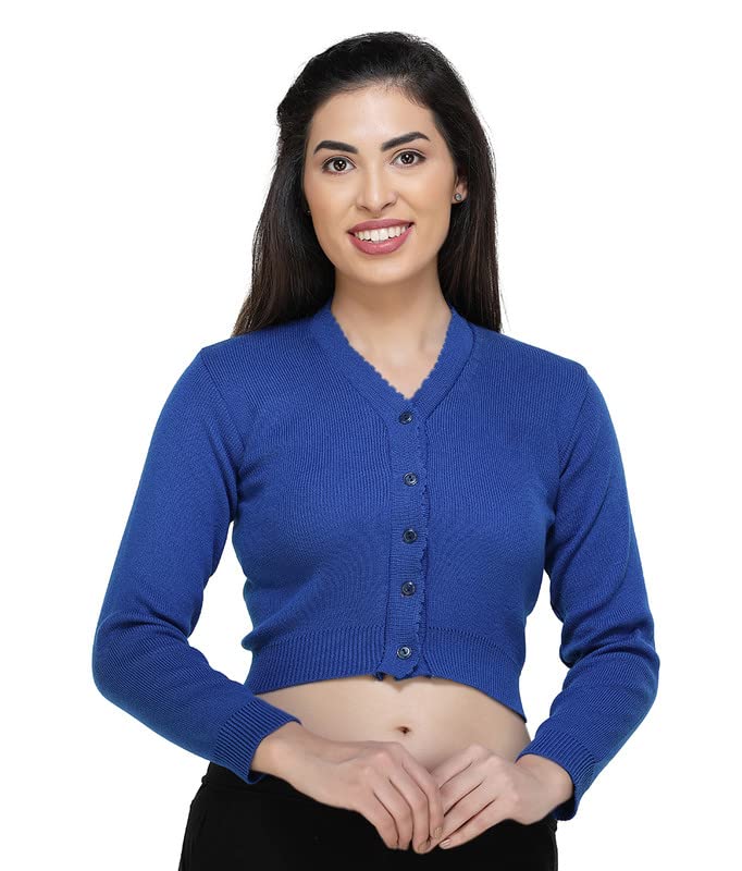 Image of Women Winter Wear V-Neck Full Sleeves Regular Fit Woollen Blouse