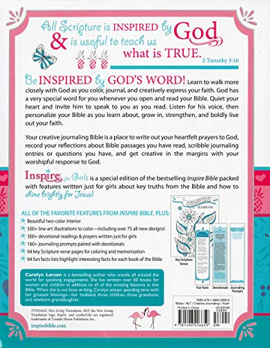 Inspire Bible for Girls NLT: The Bible for Coloring & Creative Journaling