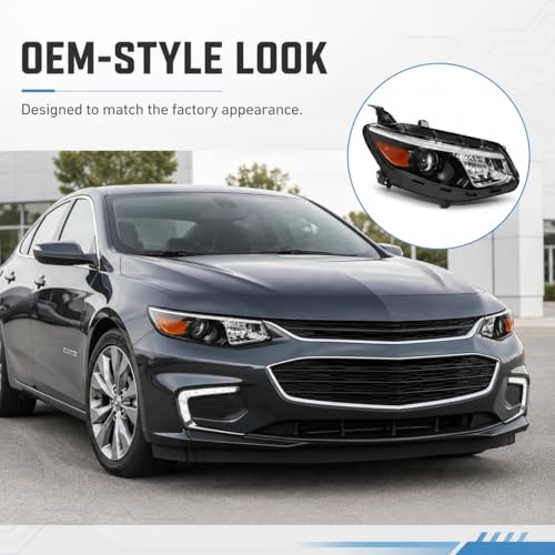 SUPAPRO Headlight Assembly for 2016-2018 Chevy Malibu, Halogen Projector Headlamps Replacement, Driver & Passenger Side by SUPAPRO - Used condition - Image 7