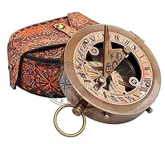 3 " Brass & Copper Sundial Compass with Leather Case Steampunk Accessory Antiquated Finish 3 " Brass & Copper Sundial Compass with Leather Case Steampunk Accessory Antiquated Finish product