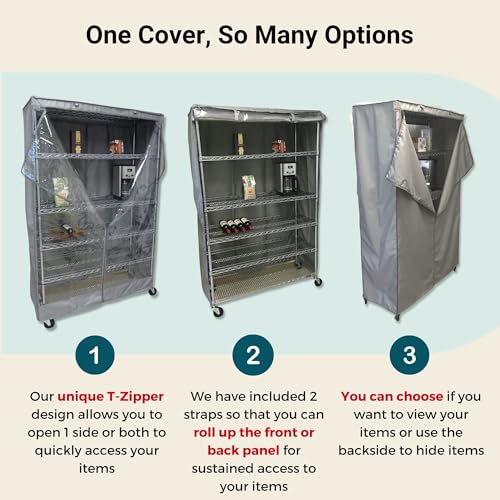 image for Formosa Covers Premium Clear Front Wire Shelf Cover Grey - Heavy-Duty 