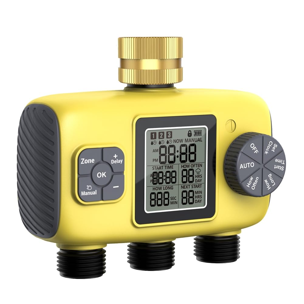 Nondk 3-Outlet Automatic Water Timer For Lawn Yard Garden Water Timer -Control Sprinkler Programmer Tool