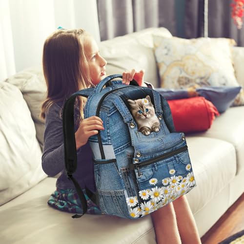 Cute Cats Backpack For Teen Girls Boys,Canvas Animals Bookbags For Schools Kids Backpacks For Girls In Preschool Kindergarten Elementary School Kawaii School Backpacks3