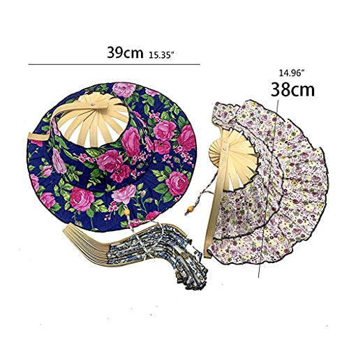 Abanico plegable de bambú con sombrero para mujer miniatura 5