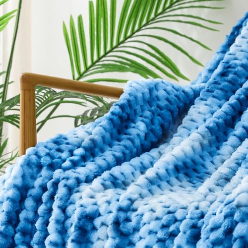 Image of Soft Cozy Plush Sofa Throws for All Seasons, Extra Large Fuzzy Tie-dye Cobalt Blue Bed Blankets, 50x70 Inches Fleece Throw Blanket for Couch by Exclusivo Mezcla