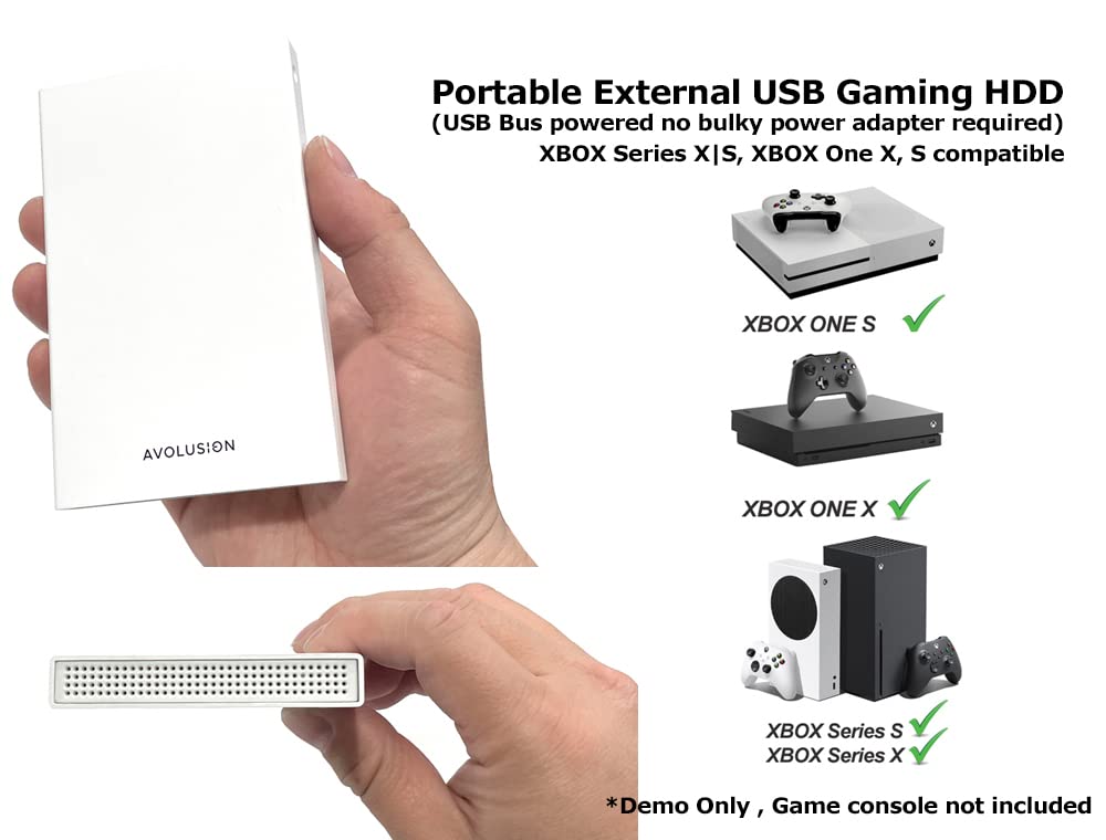 Avolusion HD250U3-WH - Hard disk esterno portatile USB 3.0 da 1 TB (per XBOX One X, S, Gen1, preformato)