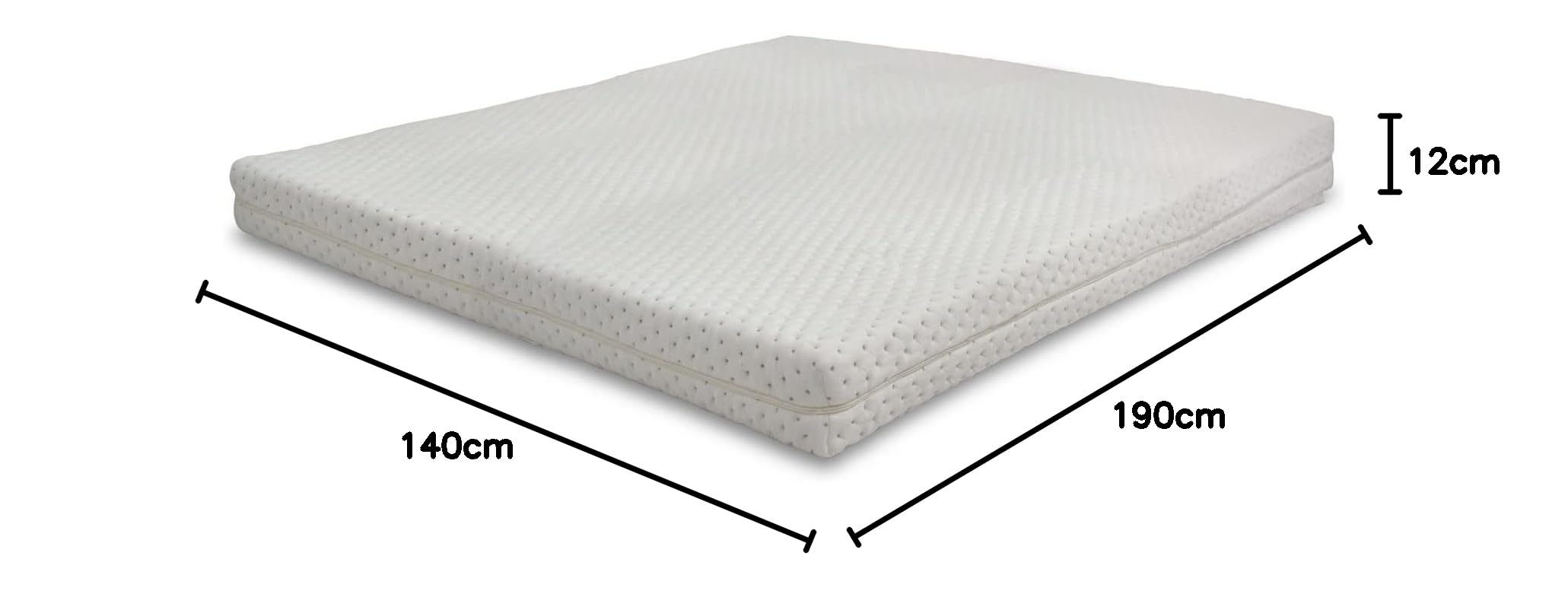 Flexinn Jolly - Materasso per Divano Letto 140x190 alto 12cm. Sfoderabile e lavabile in lavatrice. Adatto per camper, roulotte, brandine.