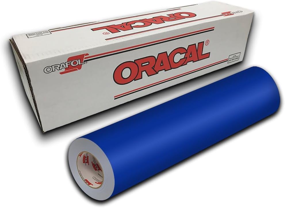 Glossy Brilliant Blue Permanent Vinyl Film – ORACAL 651 Color 086 Adhesive for Signs, Decals & Craft Cutting, (24" x 50ft w/Transfer Paper)