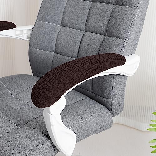 Image of FORCHEER Office Chair Armrest Covers Stretchable Water Resistant Spandex Stretch Jacquard Elastic Band Computer Office Chair Arm Pad Covers Chair Slipcover for Desk Chairs Arm 2P-Dark Brown