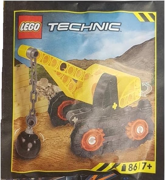 Assembly steps 1-5 for the LEGO Technic Mini Crane, showing initial chassis construction.