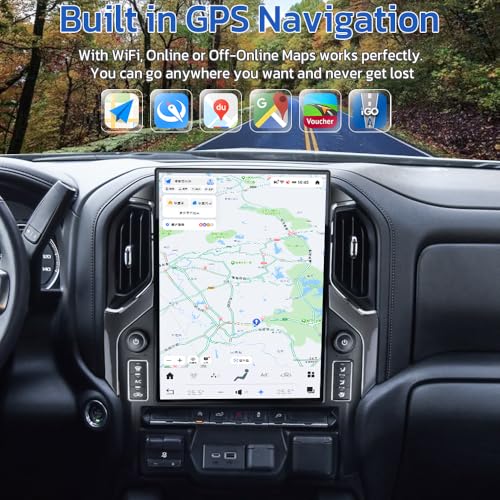 15.6 Inch Touch Screen Android Car Radio for GMC Sierra Chevrolet Silverado 2019 2020 2021 2022 2023 Head Unit Wirless Carplay GPS Navigation Screen Upgrade Multimedia Player Android Auto