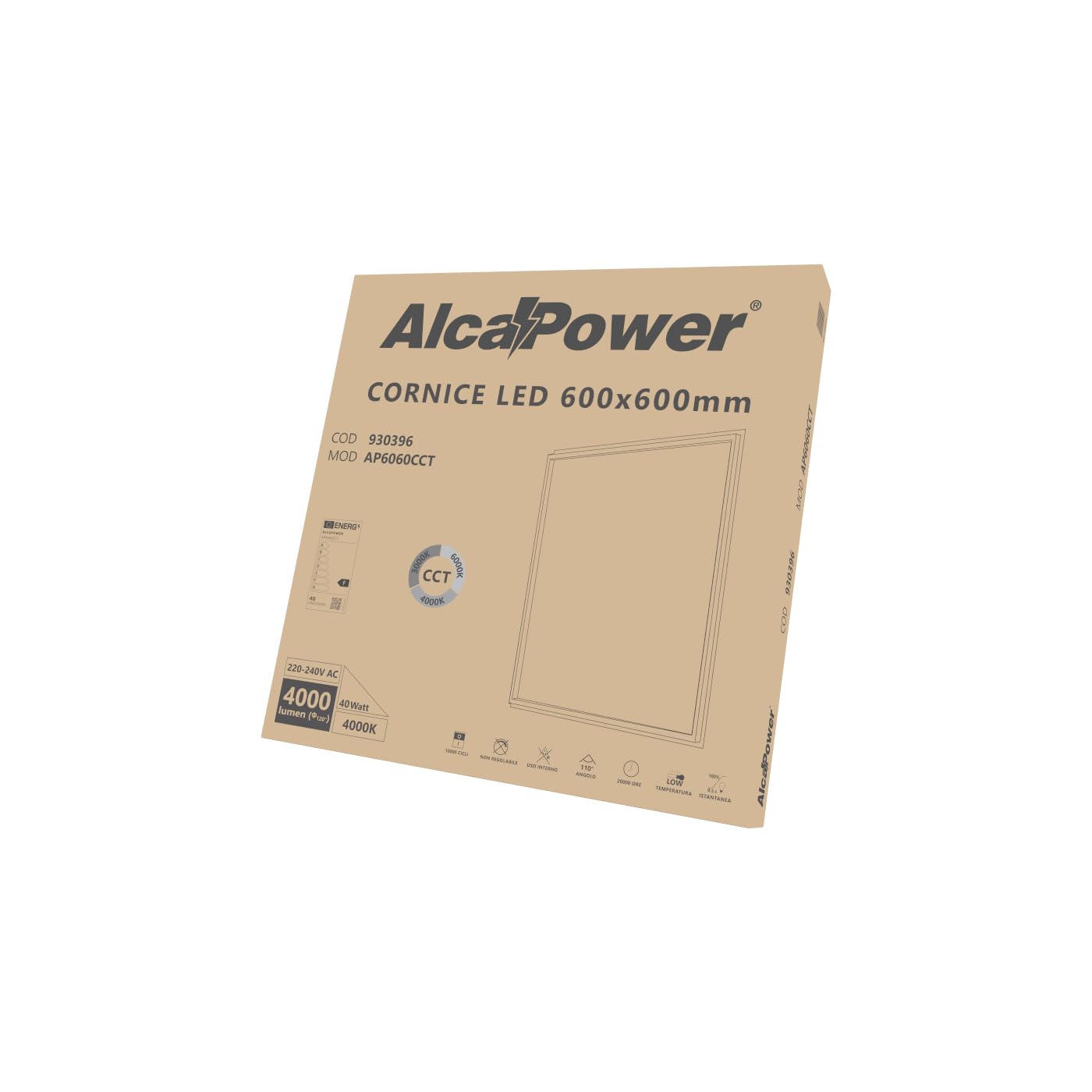 Cadre Panneau Led 600X600 40W 4000Lm Cct 3000K 4000K 6000K Ip20 Solution Éclairage Professionnelle Haute Efficacité Design Moderne Qualité