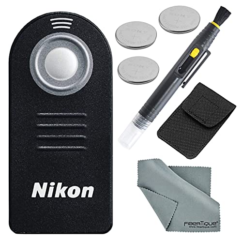 Nikon (Authentic) ML-L3 (Infrared) Wireless Remote Control Bundle with 3 X Spare Battery + 2-in 1 Lens Cleaning Pen + Fibertique Cloth