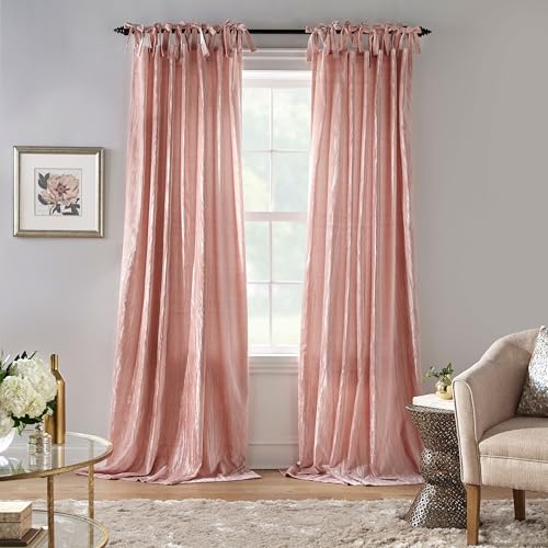 Elrene Home Fashions Korena Rideau de fenêtre en Velours écrasé à Nouer – Rideau Rustique Chic pour Salon ou Chambre à Coucher – 132,1 x 241,3 cm –...