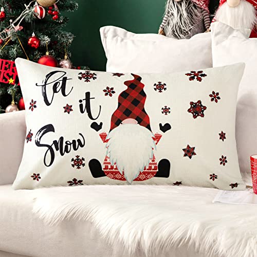 Image of JOTOM Christmas Cushion Covers 30x50 cm Christmas Pillow Covers Winter Merry Christmas Decorative Lumbar Throw Pillow Covers Xmas Tree Pillowcases for Home Sofa Bed Couch Holiday Decor