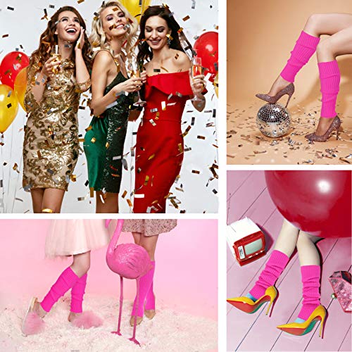 v28 Women Juniors Neon Ribbed Leg Warmers for 80s Eighty's Party Sports Yoga4