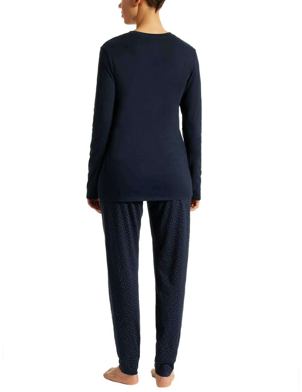 Uncover by Schiesser Damen Schlafanzug Set Shirt langarm mit langer Schlafhose - Nachtwäsche