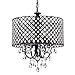 Edvivi Marya 4-Lights Oil Rubbed Bronze Round Crystal Chandelier Ceiling Fixture | Beaded Drum Shade | Glam Lighting