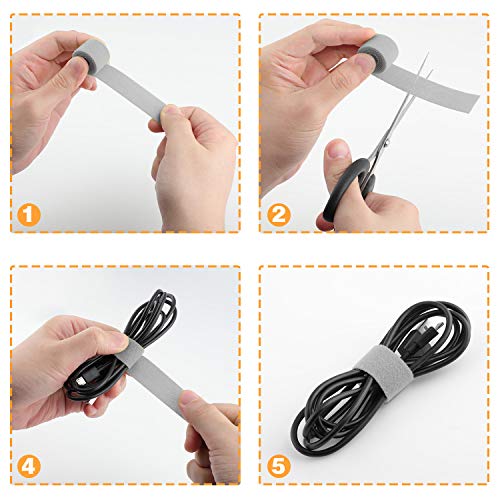 Ruban adhésif réutilisable gris 1,9 cm à crochet double face pour fixation modulable