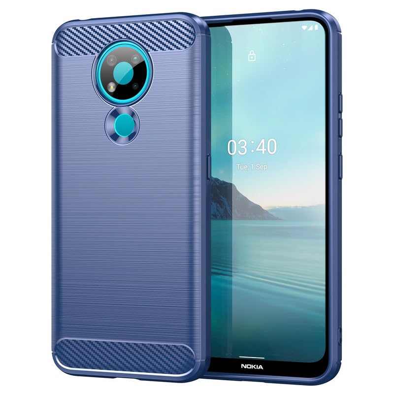 Image of Hybrid Carbon Fiber Back Case for Nokia 3.4 (Blue)