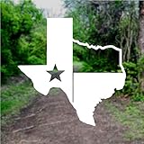 TX Flag Shaped Like Texas [Pick Color] Vinyl Transfer Sticker for Laptop/Car/Truck/Window/Bumper (3' x 3', White)