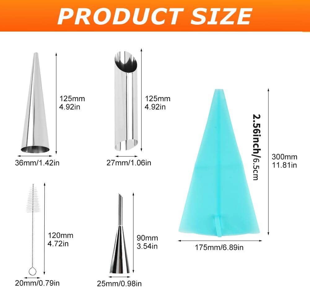 クリームホーン型カノーリフォームチューブキット35個 ノンスティックステンレススチール大型円錐クリームホーン型 デンマークペストリー