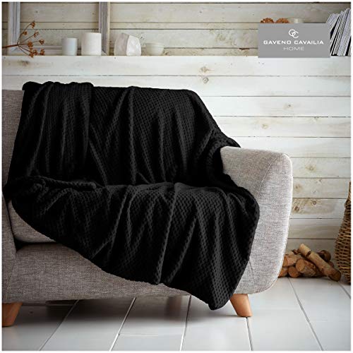 Gaveno cavalia Cavailia Super Morbido e te in Pile Coperta Popcorn 150 x 200 cm Doppio poliestere nero