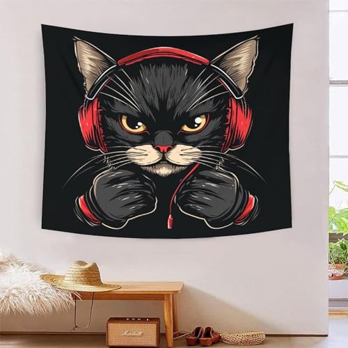 Tapisserie murales le chat 3D 180x230cm grand format en tissu