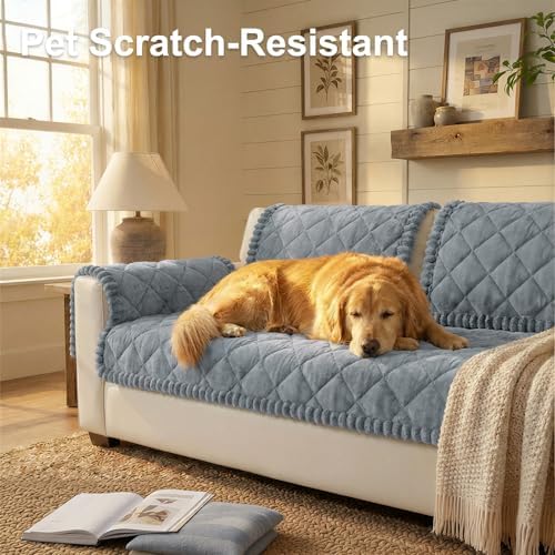 Smiry Non Slip Couch Cover for Dogs, Fuzzy Plush Pet Sofa Protector