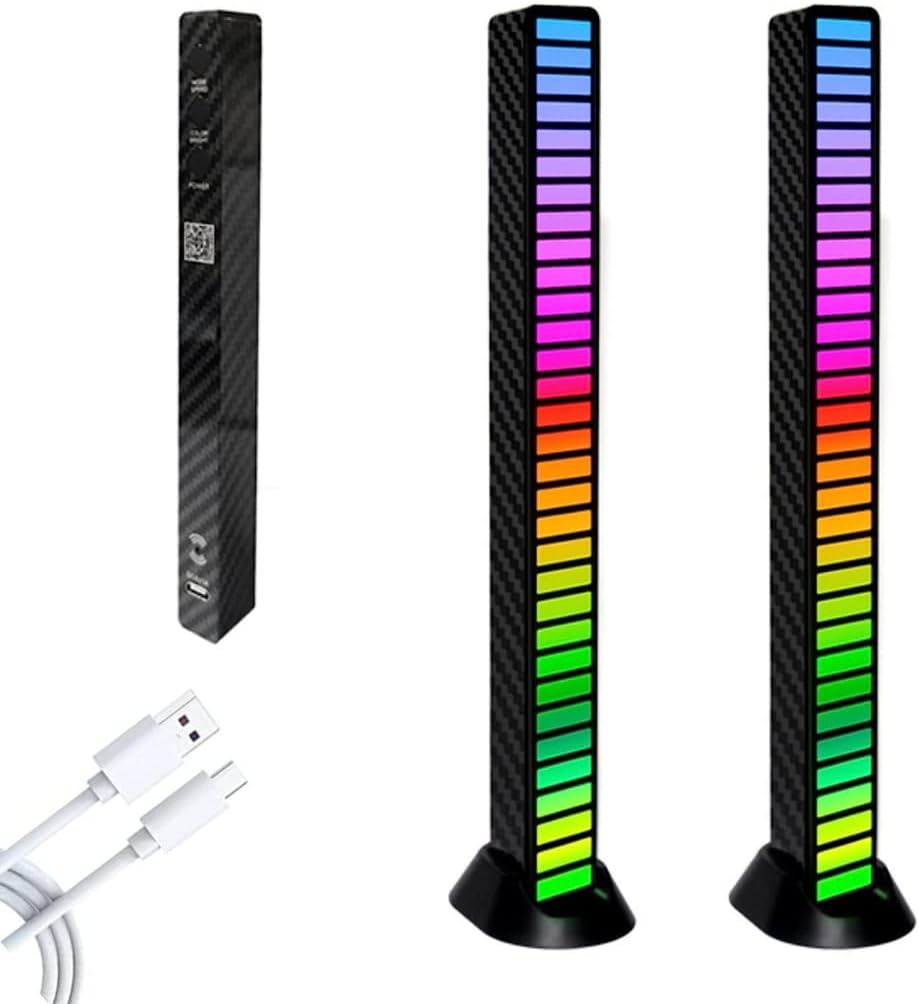 X4cart Music Level Rhythm Pickup RGB Colorful Voice Activated LED Light 32 Bit USB Rechargeable Wireless Creative Light with Multiple Mode for Car, Gaming Room, Bed Room (Multicolor, Pack of 2)