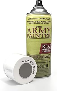 The Army Painter Color Primer Spray Paint, Plate Mail Metal, 400ml, 13.5oz - Acrylic Spray Undercoat for Miniature Paintin...