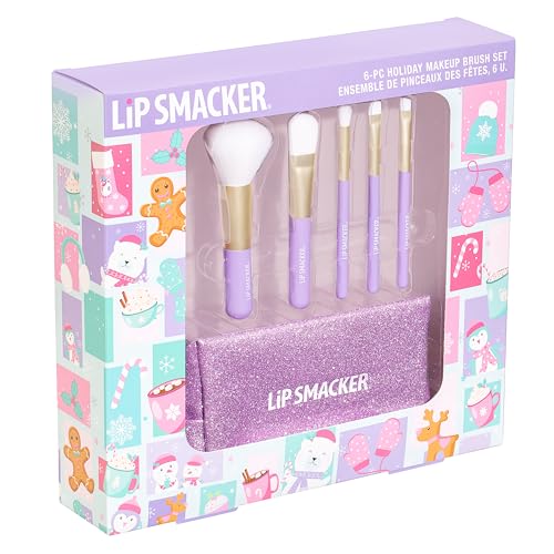 Lip Smacker Holiday Makeup Brush Set, 6-Piece Makeup Brushes Set for Face Powders Creamy Blush, Eyeshadows and Eyeliners - Image 2