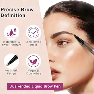 Erinde Dual Ended Microblading Eyebrow Pencil, 2 in 1 Waterproof Liquid Brow Pencil, Natural Looking Brows, Long-Lasting, Smudge-Proof, Filler Dye Eye Brow Pencil Thin Hair Like Stroke for Shaping, #3