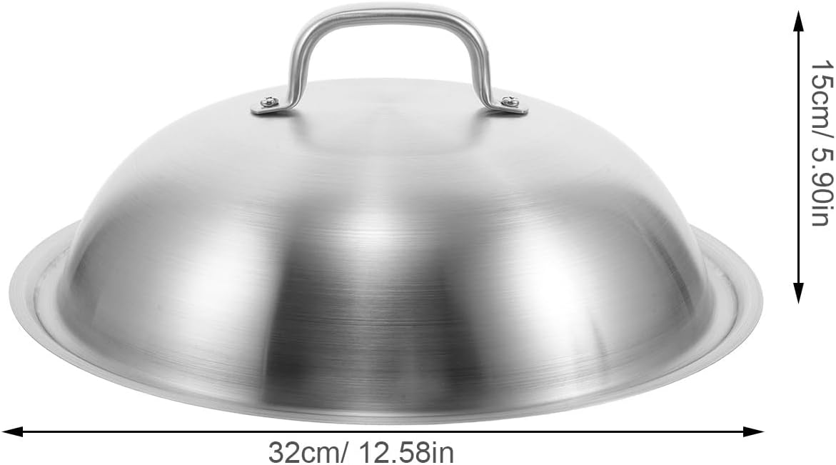 Universal 32cm Stainless Steel Pot Lid High Dome Pan Cover Replacement for Frying Pan Skillet Soup Cooker Kitchen Cookware Accessory