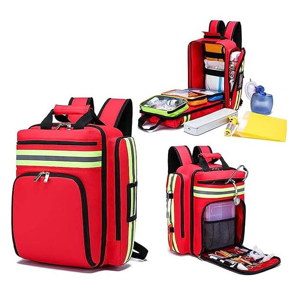 Bolsa de Primeros Auxilios médicos, Mochila Impermeable para Tratamiento de Emergencia con múltiples Bolsillos, para excursiones de Senderismo y Viajes,Azul