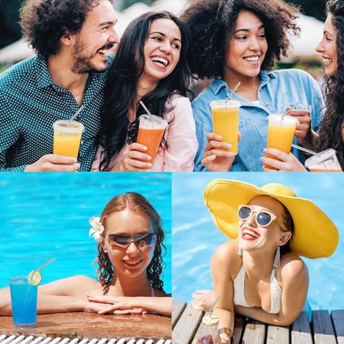 4 Pieces Stainless Steel Straws - Reusable Drinking Straws with Cleaning Brush for Parties, Summer Smoothies, Milkshakes, Water, Juices, Cocktails, and Hot Beverages (Curved & Straight) - Image 3
