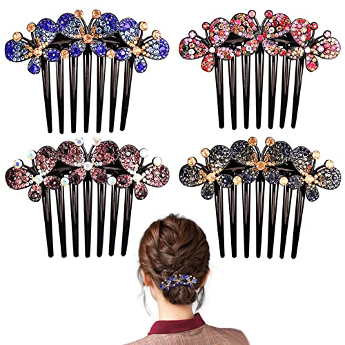 4 Pcs Butterfly Hair Side Comb Womens Girls Rhinestones Flower Hair Combs Pins Hair Accessories Vintage Wedding Headpieces Hair Tools Hair Accessory Wedding Daily Gift For Women And Girls #TOP5