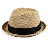 AKIO&AQUIRAX Mens Fedora Hats with Short Brim Straw Fedora Sun Hats for Men Women Summer Sun Hats wi