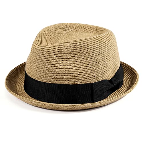 Akio&Aquirax Mens Fedora Hats With Short Brim Straw Fedora Sun Hats For Men Women Summer Sun Hats With Adjustable Strap #TOP7