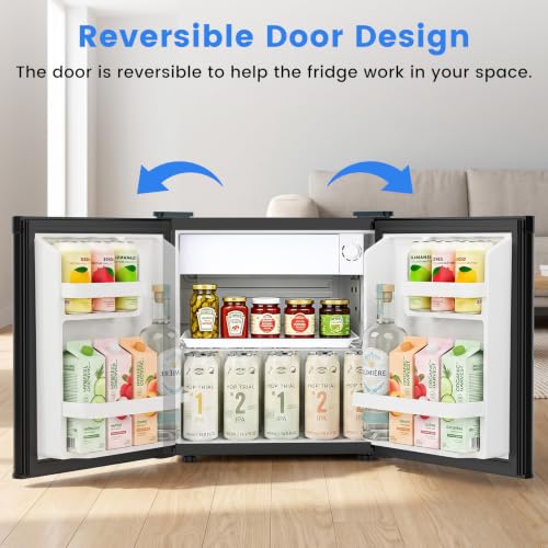 Image of Electactic 1.7 Cu.ft Mini Fridge, Compact Refrigerator, Single Reversible Door, Ultra Quiet, Energy Efficient for Office, Dorm, Bedroom, Apartment, Black