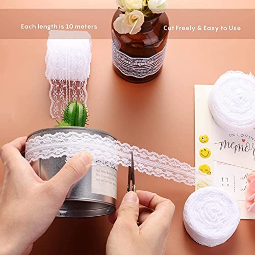 60Yd kanten rand kant lint wit vintage, 6 rollen kanten rand decoratieve lint grens voor geschenkverpakking bruiloft… - Image 4