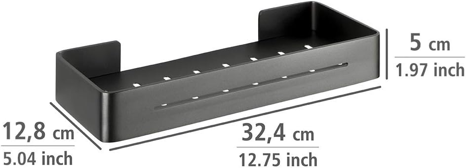 WENKO Montella Wall Shelf Stainless Aluminium for Bathroom Utensils 32.4 x 5 x 12.8 cm Anthracite