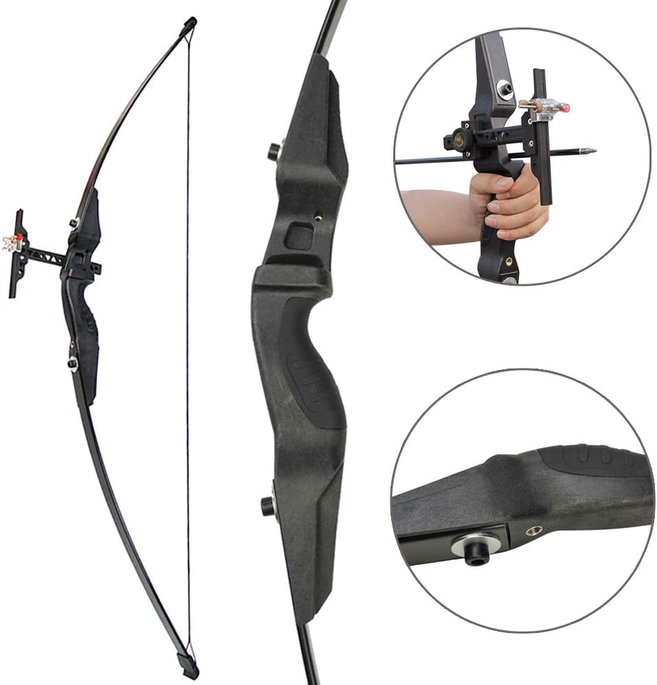 Archery Straight Bow and Arrow Set Youth Start Recurve Bow 30lbs 40lbs Take Down Beginner Longbow Bow Kit Set with 6pcs Fiberglass Arrows